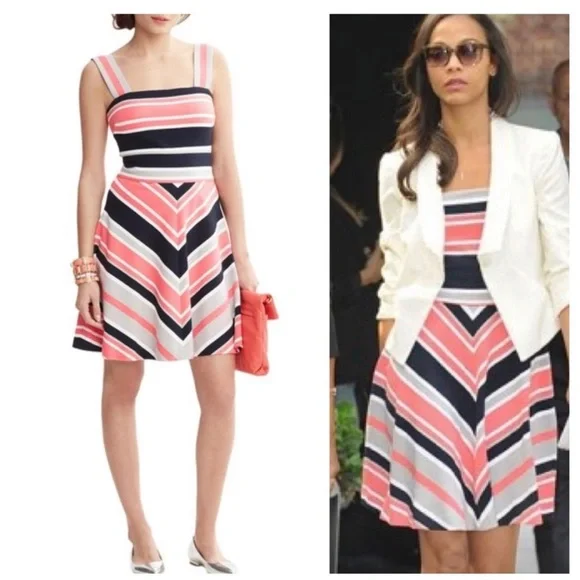 Banana Republic | Dresses | Milly For Banana Republic Striped Fit Flare  Dress Size 2p | Poshmark